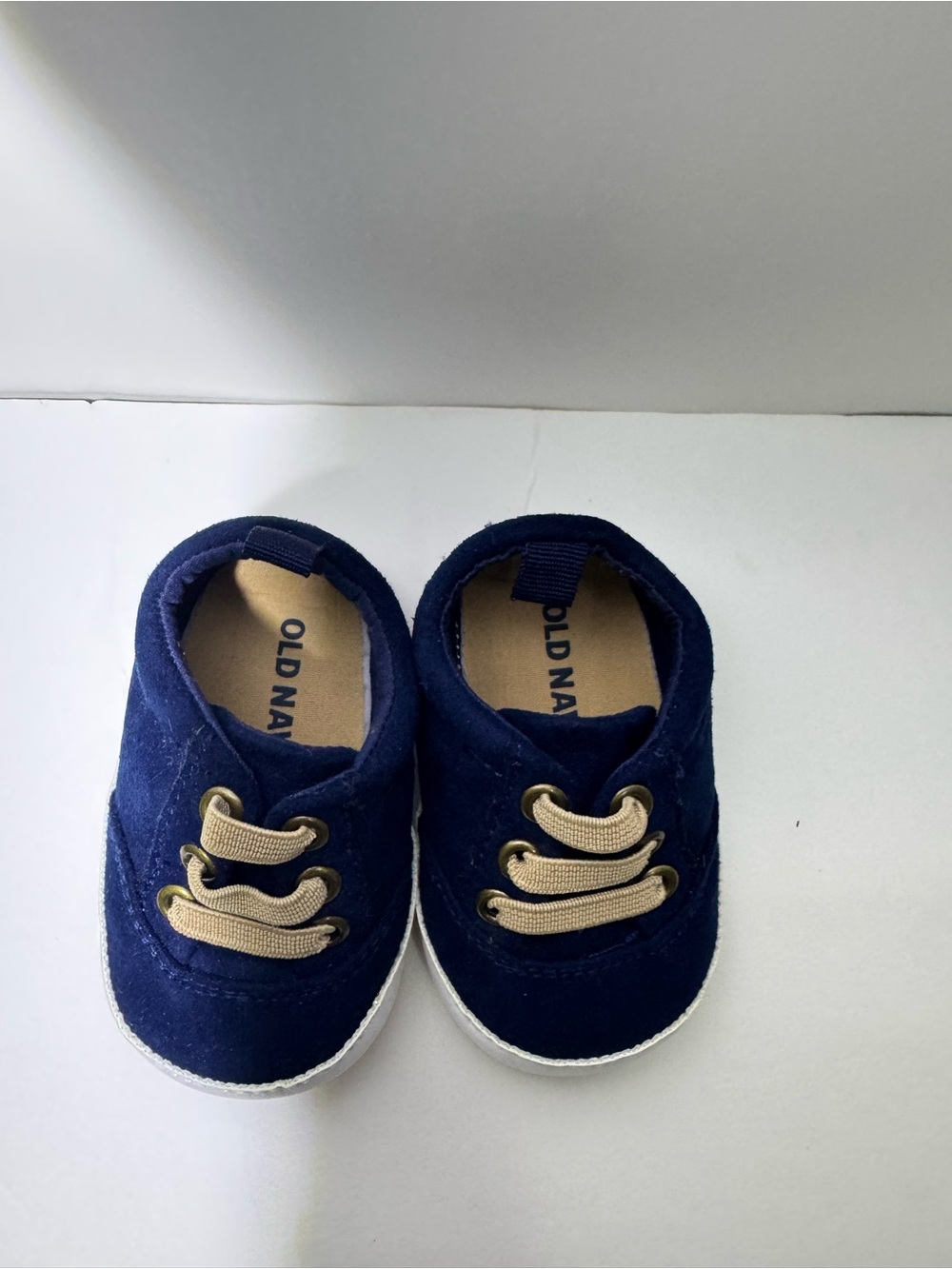 Old Navy Navy Canvas Baby Sneakers with Cream Laces - Picture 3 of 4